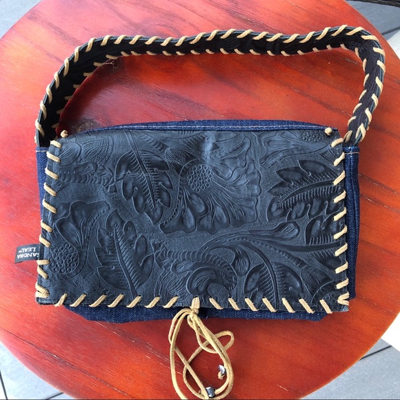 Sandra Leal Handbags - Sandra Leal Denim & Leather Western Look Purse